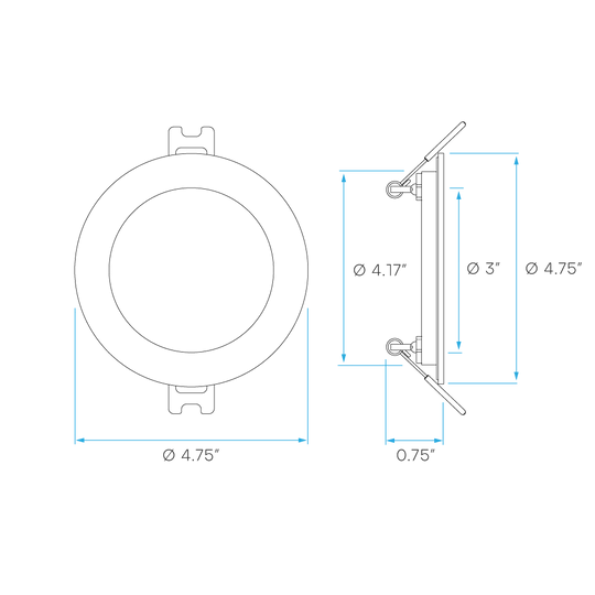 Luxrite LR23741 4" 12W LED Round Recessed Slim Wafer Selectable CCT Hi Output