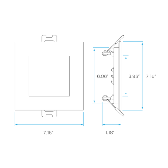 Luxrite LR23764 6" 12W LED Square Recessed Slim Wafer Selectable CCT