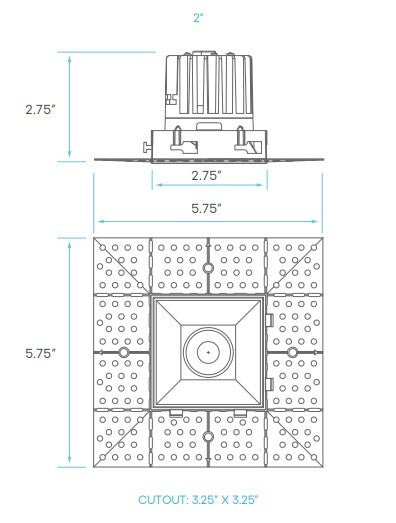 Luxrite LR25475 2" 8W LED Square Trimless Interlocking Downlight