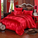 GobekUsa Jacquard Satin Luxury Bedding Set - Queen Size Luxe Duvet Cover Set
