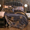 GobekUsa Jacquard Satin Luxury Bedding Set - Queen Size Luxe Duvet Cover Set