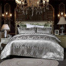 GobekUsa Jacquard Satin Luxury Bedding Set - Queen Size Luxe Duvet Cover Set