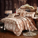 GobekUsa Jacquard Satin Luxury Bedding Set - Queen Size Luxe Duvet Cover Set