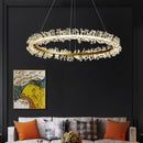 GobekUsa Crystal Gold Ring LED Chandelier for Home Decoration Luxurious Living Room Dining Bedroom