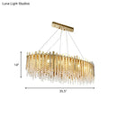 GobekUsa 14-Light Gold Elliptical Island Pendant with Clear Crystal Beads - Luxurious Hanging Light Fixture