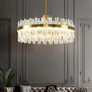 GobekUsa Gold Round Crystal Pendant Light Chandelier for Bedroom and Living Room