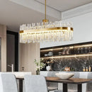 GobekUsa Gold Round Crystal Pendant Light Chandelier for Bedroom and Living Room