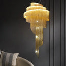 GobekUsa Gold/Silver Aluminum Chain Chandelier - Luxurious Living Room Hall Hotel Decoration