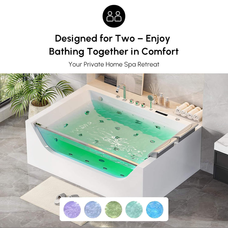 Alora Luxury 2-Person Jetted Whirlpool Tub With Massage And Thermostat Control (SAK13872)