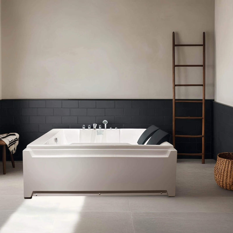 Alora Luxury 2-Person Whirlpool Hydro Massage Jetted Bathtub With Chromatherapy Lights (SAK58620)