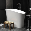 Luxury 47 Inch Freestanding Japanese-Styled Deep Stone Soaking Bathtub Resin, White (SAK57314)
