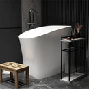 Luxury 47 Inch Freestanding Japanese-Styled Deep Stone Soaking Bathtub Resin, White (SAK57314)