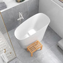 Luxury 47 Inch Freestanding Japanese-Styled Deep Stone Soaking Bathtub Resin, White (SAK57314)