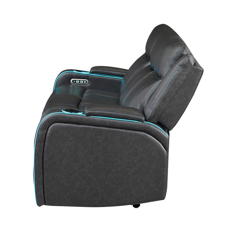 Nuvia Luxury 84-Inch Home Theater Power Reclining Sofa With LED Lights And Power Headrest (SAK83195)