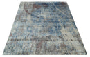 Luxury 8x10  Hand knotted Blue, Ivory and Brown Abstract wool and Silk Blended Area Rug