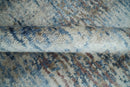Luxury 8x10  Hand knotted Blue, Ivory and Brown Abstract wool and Silk Blended Area Rug