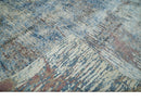 Luxury 8x10  Hand knotted Blue, Ivory and Brown Abstract wool and Silk Blended Area Rug