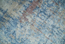 Luxury 8x10  Hand knotted Blue, Ivory and Brown Abstract wool and Silk Blended Area Rug