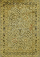 Gold Hand Tufted Wool Area Rug - Ornate Traditional Floral Border