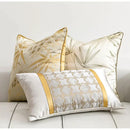GobekUsa Gold Quatrefoil Geometric Jacquard Pillow Cover - Luxury Home Decor