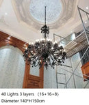 GobekUsa Black Crystal Chandelier: Luxury Lighting for Villa Hotel, Living Room, Dining Room