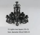 GobekUsa Black Crystal Chandelier: Luxury Lighting for Villa Hotel, Living Room, Dining Room
