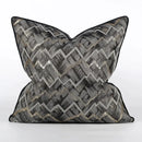Luxury black & gold geometric jacquard cushion cover living room decor by Decorbites