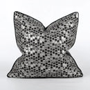 Luxury black & gold geometric jacquard cushion cover living room decor by Decorbites