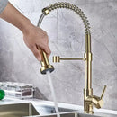 GobekUsa Black & Gold Kitchen Faucet: Luxury Brass Pull Out Sink Mixer