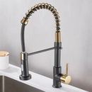 GobekUsa Black & Gold Kitchen Faucet: Luxury Brass Pull Out Sink Mixer