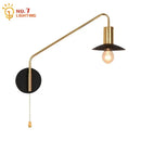 GobekUsa Black/Gold Swing Arm Wall Lamp LED E27 Bedroom Reading Cafe Luxury