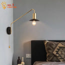 GobekUsa Black/Gold Swing Arm Wall Lamp LED E27 Bedroom Reading Cafe Luxury
