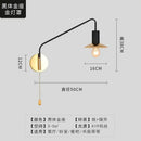GobekUsa Black/Gold Swing Arm Wall Lamp LED E27 Bedroom Reading Cafe Luxury