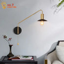 GobekUsa Black/Gold Swing Arm Wall Lamp LED E27 Bedroom Reading Cafe Luxury