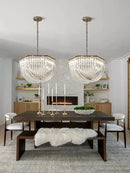 GobekUsa Black Stainless Steel Crystal Glass Ceiling Chandelier - LED Dimmable Luxury Nordic Light