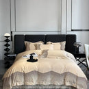 GobekUsa 1000TC Cotton Embroidery Luxury Bedding Set in Blue White Champagne