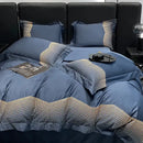 GobekUsa 1000TC Cotton Embroidery Luxury Bedding Set in Blue White Champagne