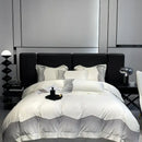 GobekUsa 1000TC Cotton Embroidery Luxury Bedding Set in Blue White Champagne