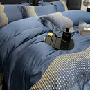 GobekUsa 1000TC Cotton Embroidery Luxury Bedding Set in Blue White Champagne