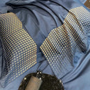 GobekUsa 1000TC Cotton Embroidery Luxury Bedding Set in Blue White Champagne