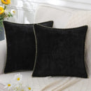 Luxury blue chenille cushion covers living room stitched edge pillow by Decorbites
