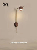 GobekUsa Black Walnut Wood LED Wall Lamp: Luxury Nordic Bedroom Reading Light