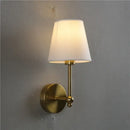 Luxury brass & gold wall lamp bedroom sconce with fabric shade by Decorbites