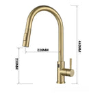 GobekUsa Brushed Gold Pull Out Kitchen Faucet Luxury Black Sink Tap Kitchen Mixer