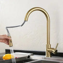 GobekUsa Brushed Gold Pull Out Kitchen Faucet Luxury Black Sink Tap Kitchen Mixer