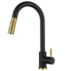 GobekUsa Brushed Gold Pull Out Kitchen Faucet Luxury Black Sink Tap Kitchen Mixer
