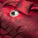 GobekUsa Burgundy Red Luxury Jacquard Egyptian Cotton 5Pcs Bedding Set