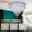 GobekUsa Crystal LED Ceiling Chandelier: Remote Dimming Round Lamp for Luxury Home Decor