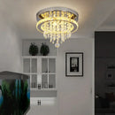GobekUsa Crystal LED Ceiling Chandelier: Remote Dimming Round Lamp for Luxury Home Decor