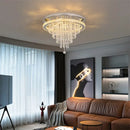 GobekUsa Crystal LED Ceiling Chandelier: Remote Dimming Round Lamp for Luxury Home Decor